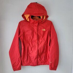 The North Face Hyvent Hooded Windbreaker Jacket Coral Orange Packable Hood XS